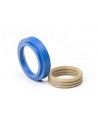 PEEK printed seal rings in natural and blue